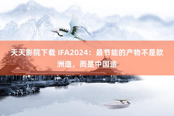 天天影院下载 IFA2024：最节能的产物不是欧洲造，而是中国造