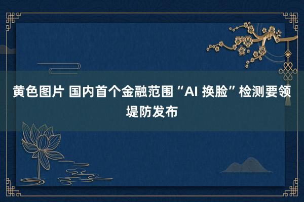 黄色图片 国内首个金融范围“AI 换脸”检测要领堤防发布