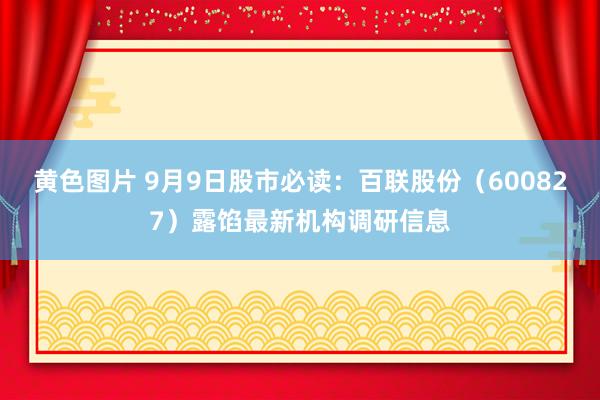 黄色图片 9月9日股市必读：百联股份（600827）露馅最新机构调研信息