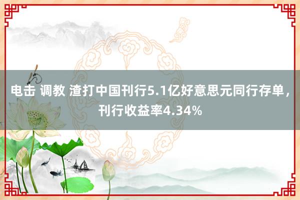 电击 调教 渣打中国刊行5.1亿好意思元同行存单，刊行收益率4.34%