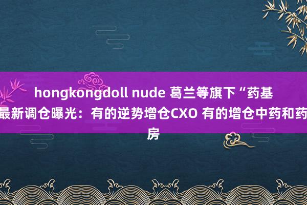 hongkongdoll nude 葛兰等旗下“药基”最新调仓曝光：有的逆势增仓CXO 有的增仓中药和药房