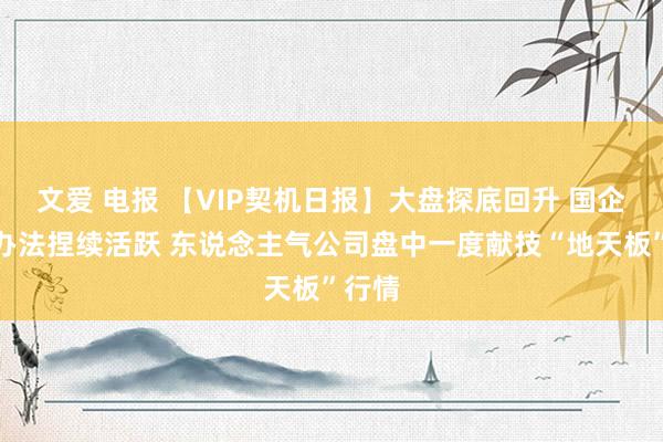 文爱 电报 【VIP契机日报】大盘探底回升 国企改良办法捏续活跃 东说念主气公司盘中一度献技“地天板”行情