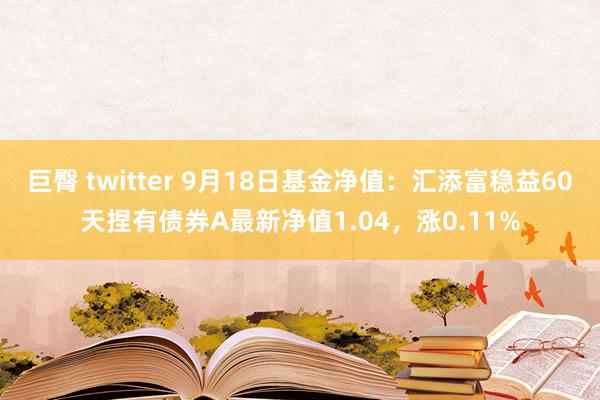 巨臀 twitter 9月18日基金净值：汇添富稳益60天捏有债券A最新净值1.04，涨0.11%