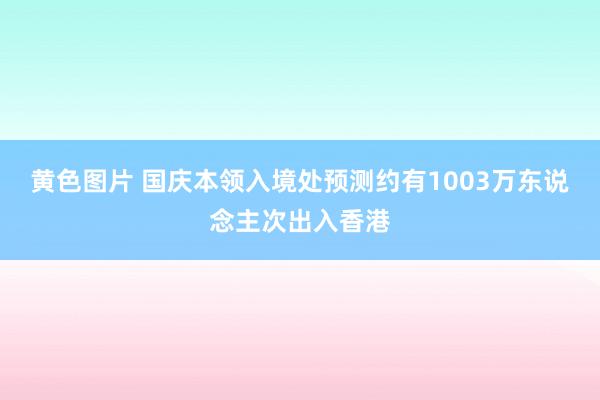 黄色图片 国庆本领入境处预测约有1003万东说念主次出入香港