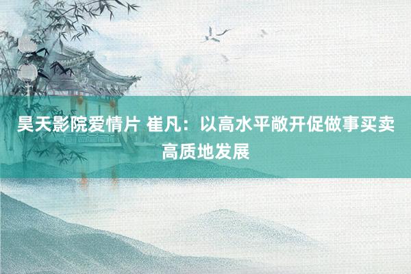 昊天影院爱情片 崔凡：以高水平敞开促做事买卖高质地发展