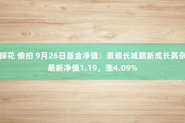 探花 偷拍 9月26日基金净值：景顺长城翻新成长羼杂最新净值1.19，涨4.09%