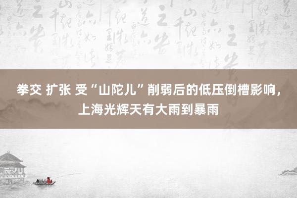 拳交 扩张 受“山陀儿”削弱后的低压倒槽影响，上海光辉天有大雨到暴雨