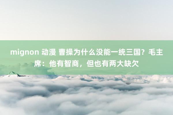 mignon 动漫 曹操为什么没能一统三国？毛主席：他有智商，但也有两大缺欠