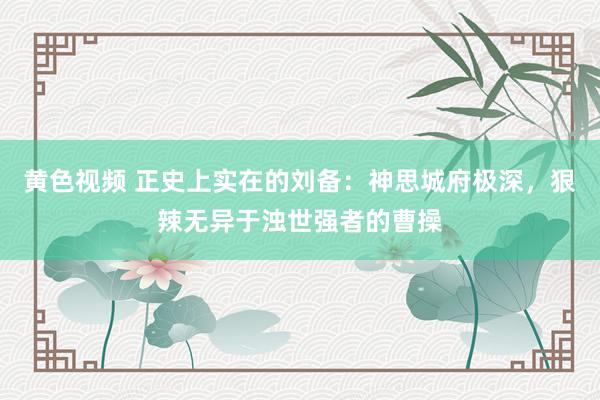 黄色视频 正史上实在的刘备：神思城府极深，狠辣无异于浊世强者的曹操