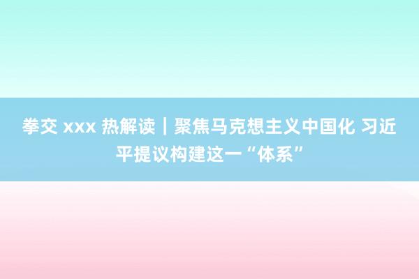 拳交 xxx 热解读｜聚焦马克想主义中国化 习近平提议构建这一“体系”