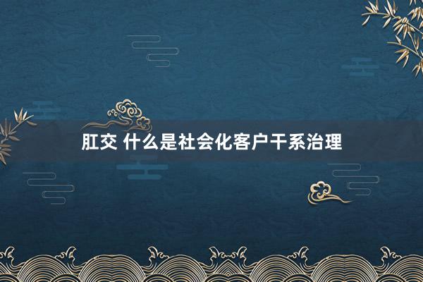 肛交 什么是社会化客户干系治理