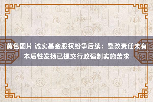 黄色图片 诚实基金股权纷争后续：整改责任未有本质性发扬已提交行政强制实施苦求