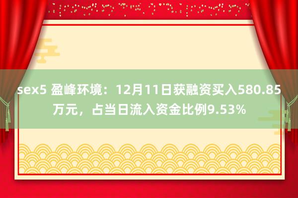 sex5 盈峰环境：12月11日获融资买入580.85万元，占当日流入资金比例9.53%