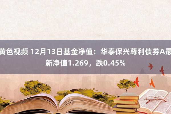 黄色视频 12月13日基金净值：华泰保兴尊利债券A最新净值1.269，跌0.45%