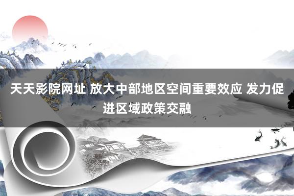 天天影院网址 放大中部地区空间重要效应 发力促进区域政策交融