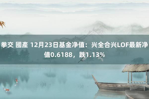 拳交 國產 12月23日基金净值：兴全合兴LOF最新净值0.6188，跌1.13%