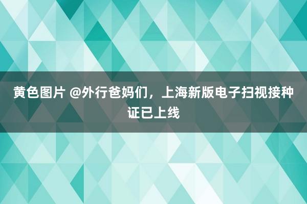 黄色图片 @外行爸妈们，上海新版电子扫视接种证已上线