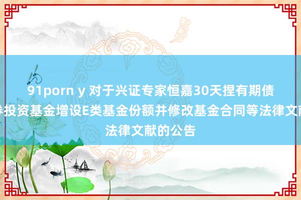 91porn y 对于兴证专家恒嘉30天捏有期债券型证券投资基金增设E类基金份额并修改基金合同等法律文献的公告