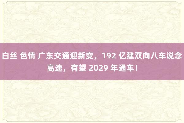 白丝 色情 广东交通迎新变，192 亿建双向八车说念高速，有望 2029 年通车！