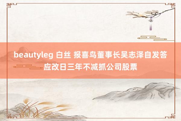 beautyleg 白丝 报喜鸟董事长吴志泽自发答应改日三年不减抓公司股票