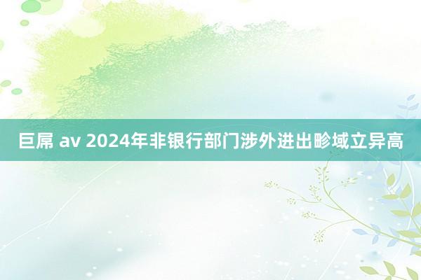 巨屌 av 2024年非银行部门涉外进出畛域立异高