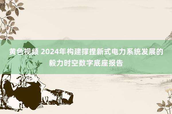 黄色视频 2024年构建撑捏新式电力系统发展的毅力时空数字底座报告